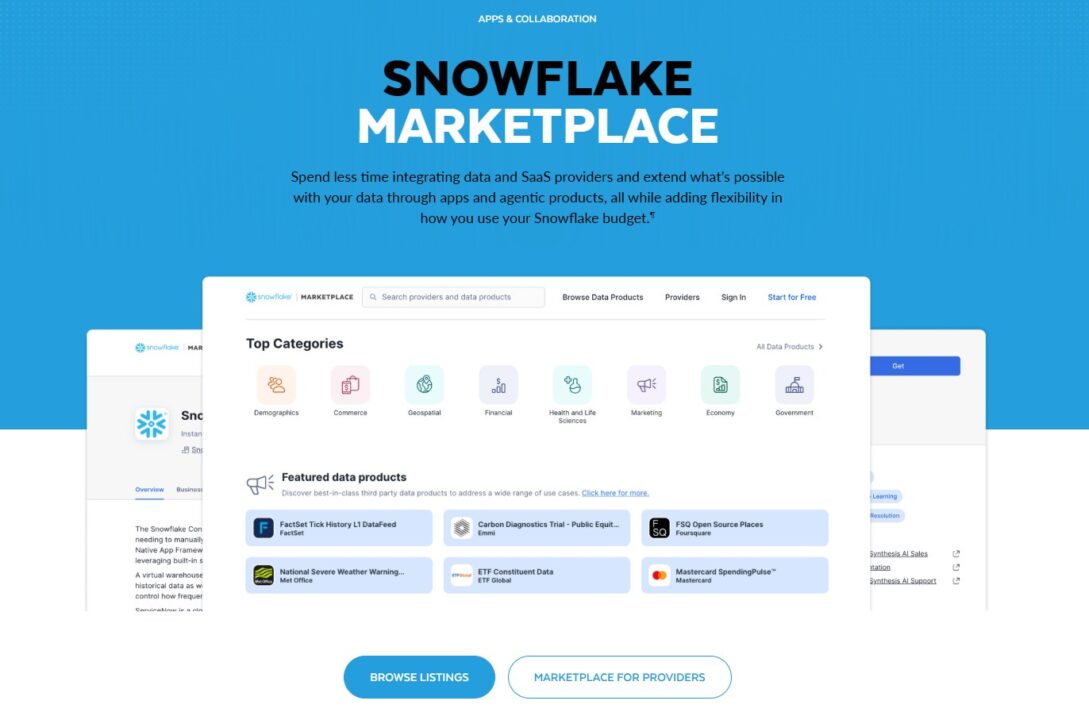 SnowflakeのMarketplaceの画像